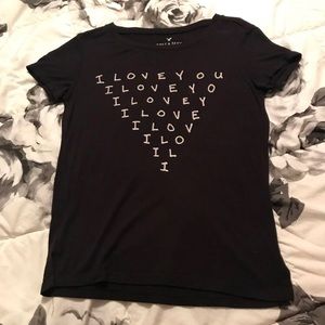 american eagle soft and sexy black heart tee